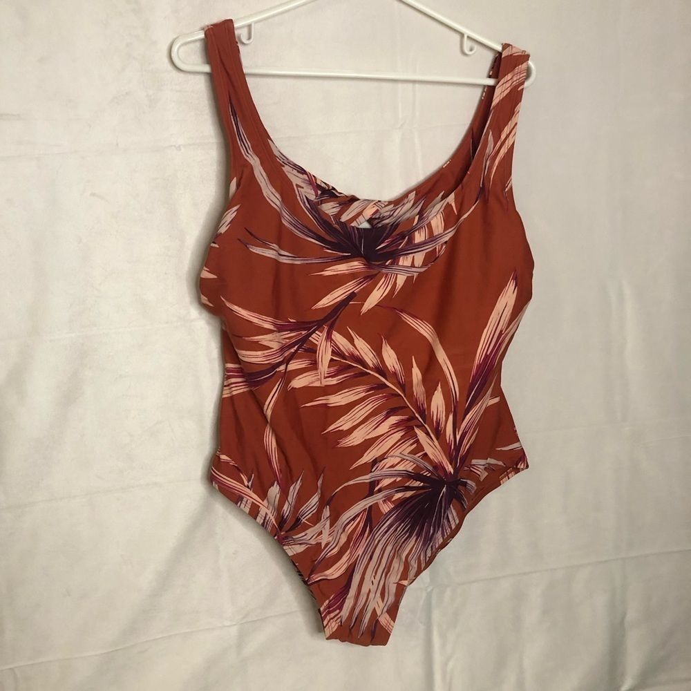 Kona Sol One Piece Tropical Orange Swimsuit Size XL